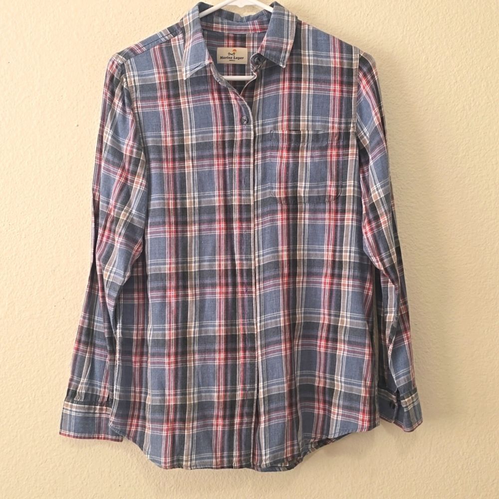 • Marine Layer • Marigold Plaid Button Down S